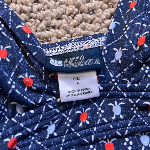 Reyn Spooner Women Swimsuit Blue Royal Honu Turtle V Neck Bathing Suit Size 4 - Picture 5 of 9
